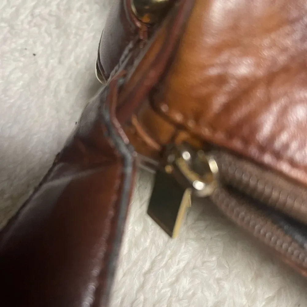 Gianni Conti Brown Leather medium Shoulder Bag  with gold tone hardwares